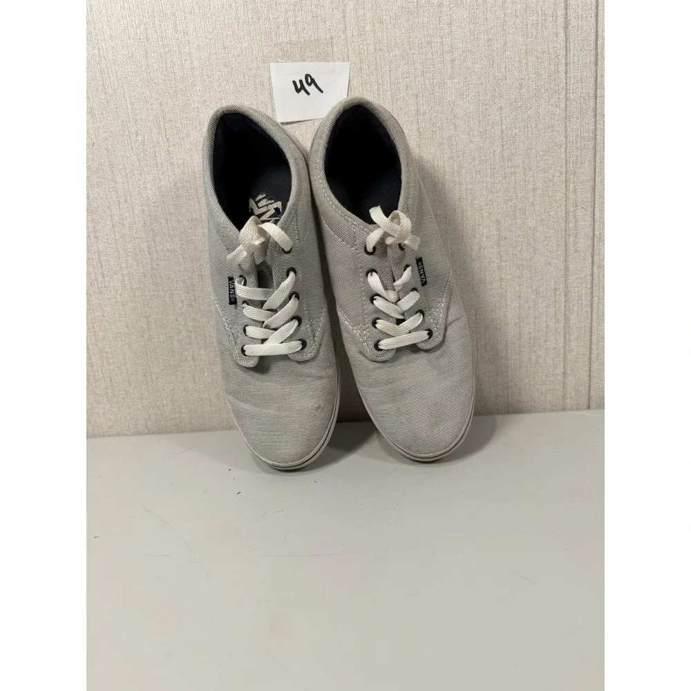 Vans Low Top Micro Stripe Grey White Sneakers Womens 9 VN-0U4IB8T